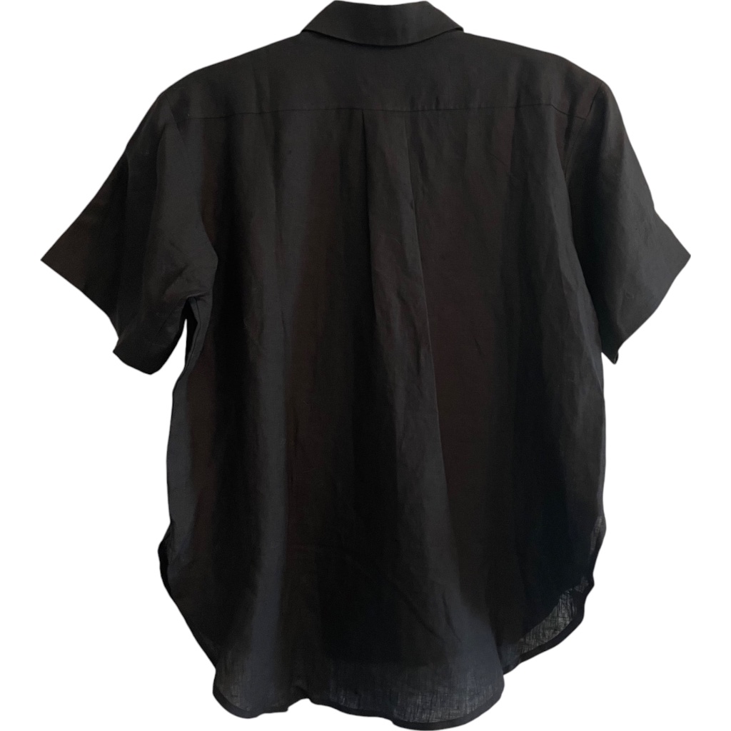 Jarbo Big Pocket Button Front Linen Shirt Short Sleeve Black Size 0/Xs — image 7 of 8